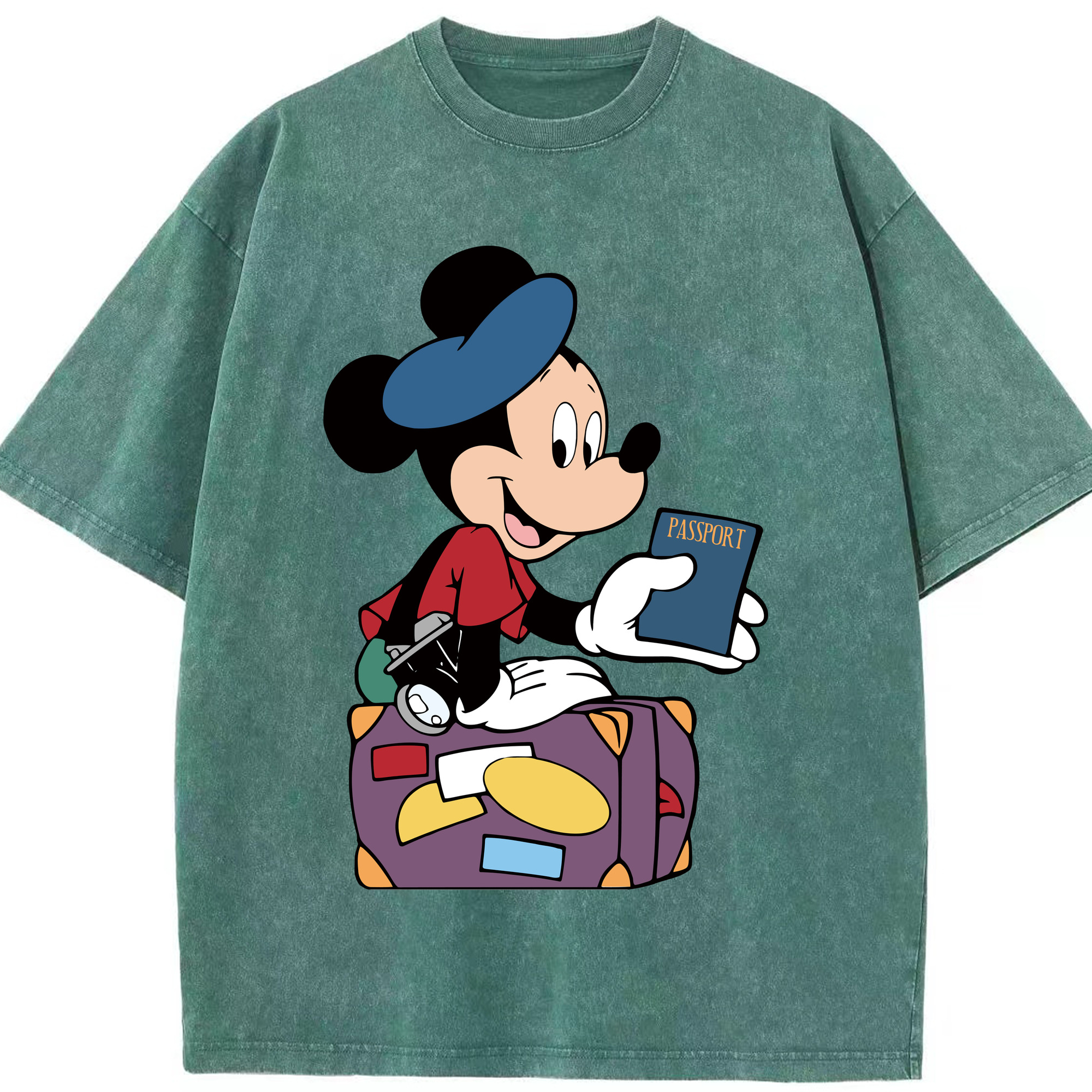 （画像用） ミッキーマウス Mickey Mouse 綿100% ヴィンテージ風 半袖Tシャツ（フロントプリント）